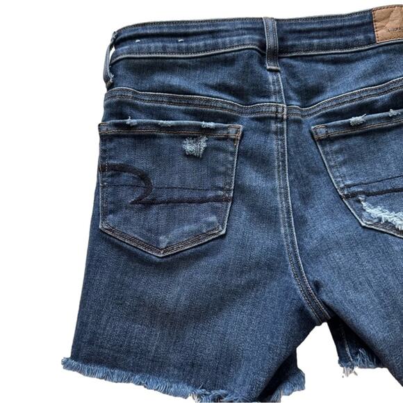 American Eagle Jean Shorts Next Level Stretch Hi Rise Shortie Distressed Size 0 - Picture 8 of 12